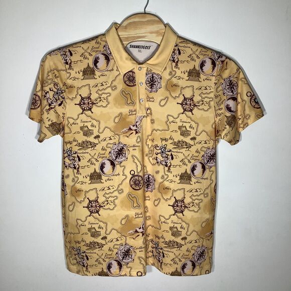 Shankitgolf Mens Short Sleeve Polo Pirate‎ Island Pattern Size XL - Picture 2 of 6
